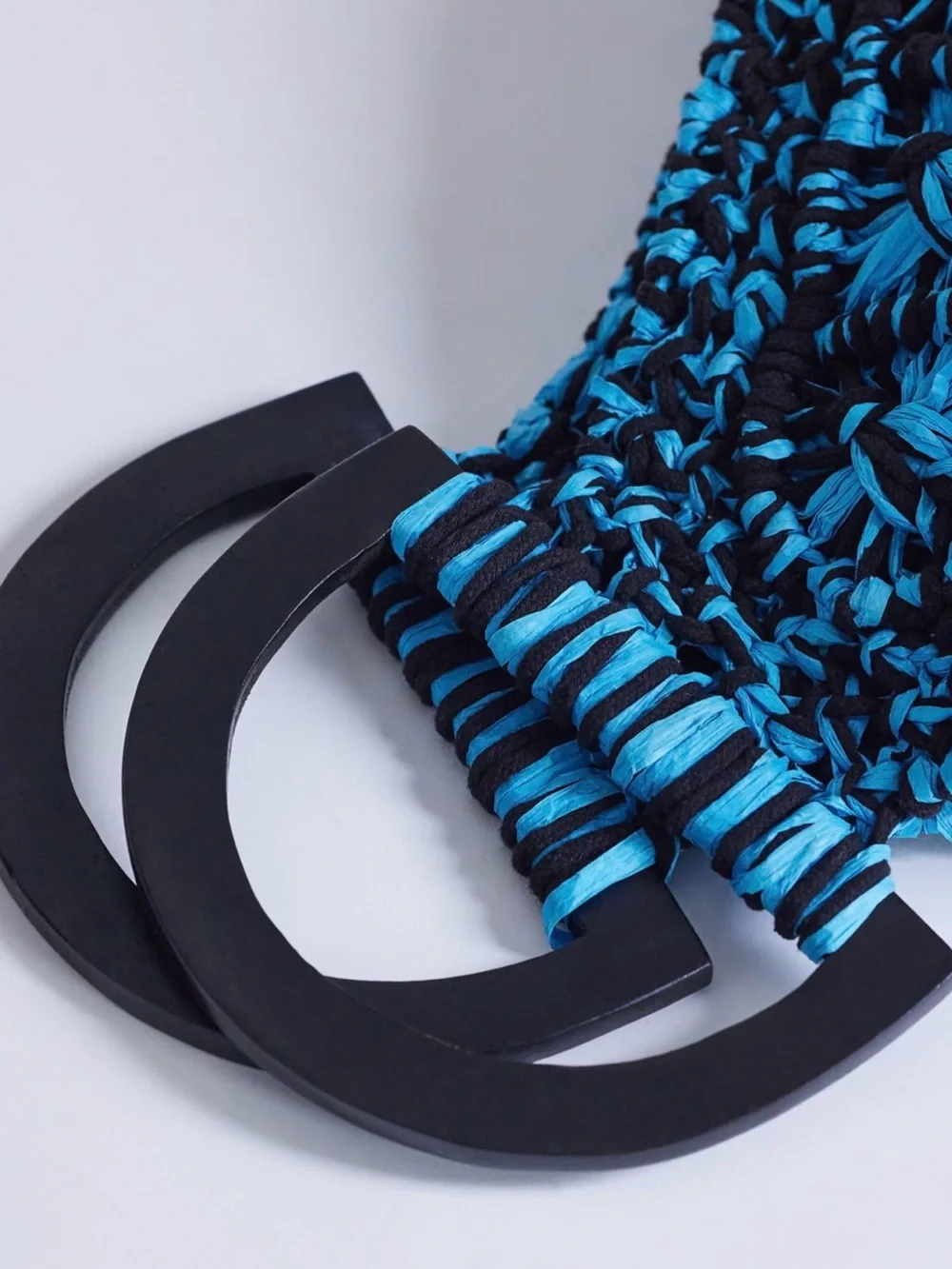 Topshop Black and Bright Blue Woven Fringe Satchel - Picture 5 of 5